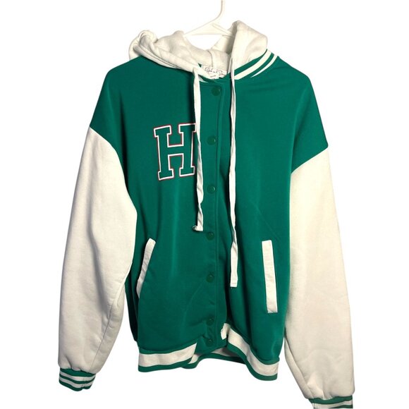 Birch & Stone Green Houston Varsity Hooded Jacket NWOT - Picture 1 of 5